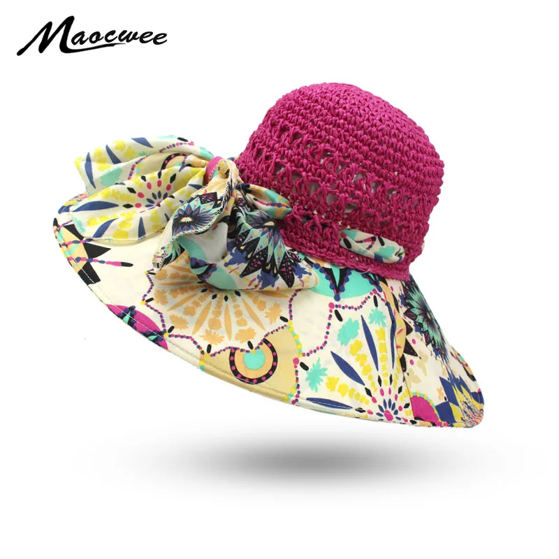 

Hats Women Wide Large Brim Floppy Summer Beach Sun Hat Straw Hat Button Cap Summer big flower Hats For Women Anti-uv Visor Cap