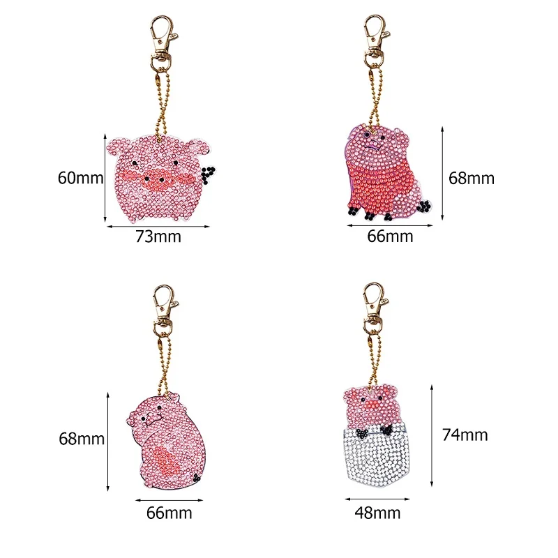 4pcs Pigs 4 шт./компл. Рождество Serials, DIY Бриллиантовая цепочка для ключей полная выкладка особой формы алмазов картина сумка, брелки для ключей, буквы брелок для ключей - Цвет: 4pcs Pigs
