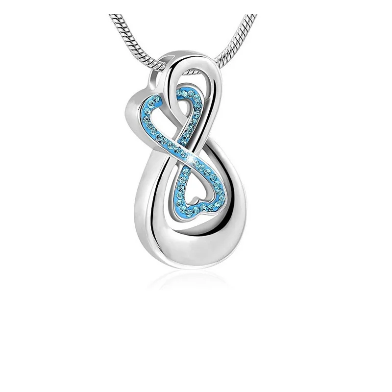 T005S Shiny Crystals Inlay Elegant Infinigy Love Urn Necklace for Women 316L Stainless Steel Cremation Jewelry Pendant Ashes | Украшения и