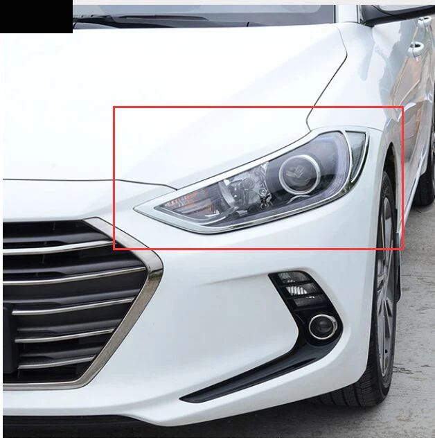 

2PCS FIT FOR Hyundai ELANTRA 2016 2017 AVANTE CHROME FRONT HEAD LIGHT LAMP COVER TRIM MOLDING GARNISH HEADLIGHT COVER TRIM BEZEL