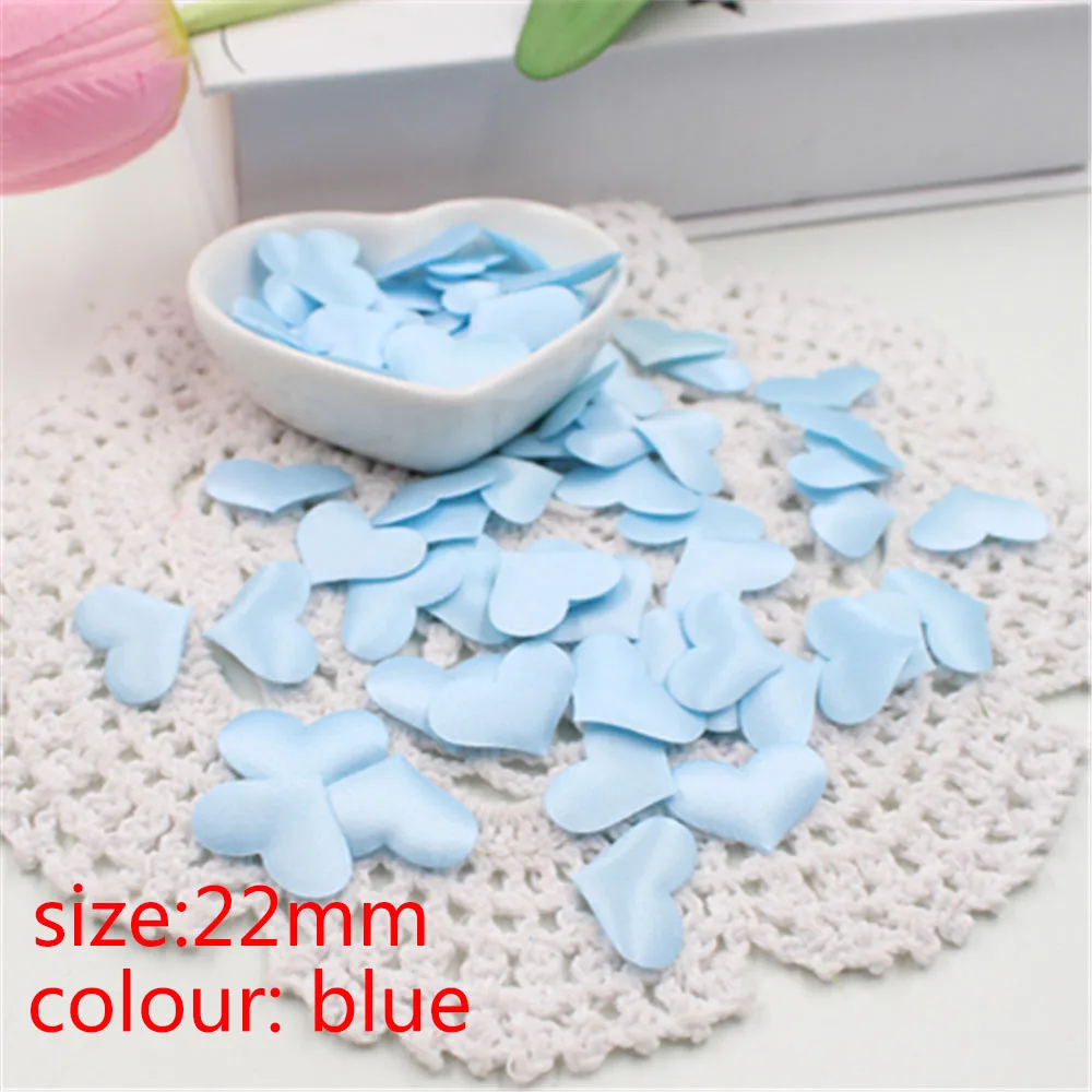 22mm-blue 100 шт шелковая губка атласная ткань Милые Лепестки в форме сердца свадебные конфетти DIY романтические сердца тканевые украшения аксессуары для скрапбукинга - Цвет: 22mm-blue