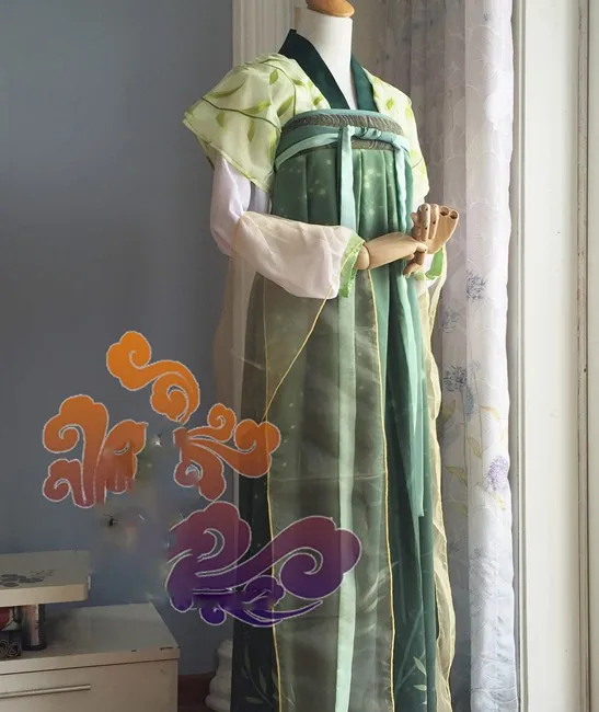 Зеленый шифоновый костюм Hanfu Lu Yan Lin Wei чудо Никки с принтом ханьфу для выступления