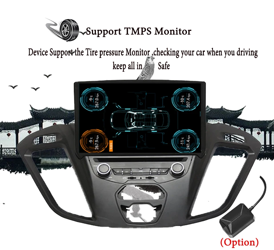 Android 9,0 Восьмиядерный " автомобильный DVD Мультимедиа gps для Ford Transit на заказ 2013-18 с радио 4 Гб ram BT SD wifi USB Магнитофон