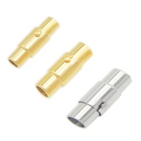 2pcslot stainless steel magnetic clasps for leather cord bracelet with safe snap lock fit 210mm bracelets connectors jewelry