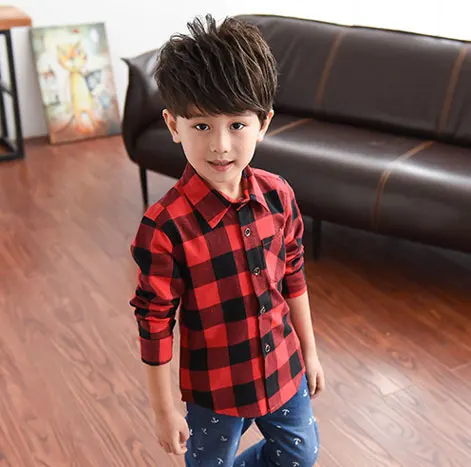 2017 горячее надувательство мальчиков рубашки плед с длинным рукавом дети детская