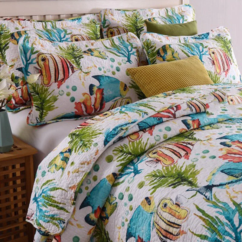 PHUWONDA домашние хлопковые стеганые покрывала с реактивной печатью из 3 предметов |