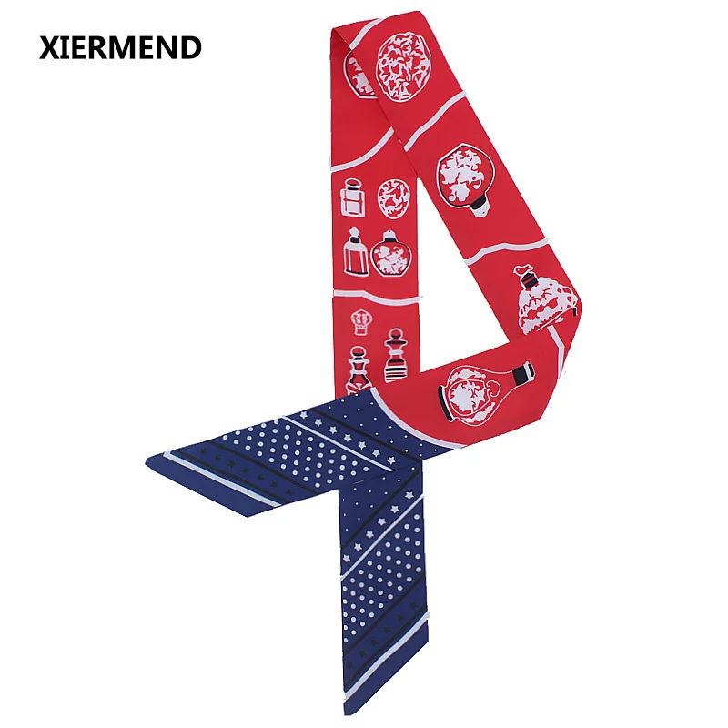 

2018 Twill fashion women Little narrow loing scarf Women's tied bag Handle Ribbon Ribbon headscarf skinny scarves