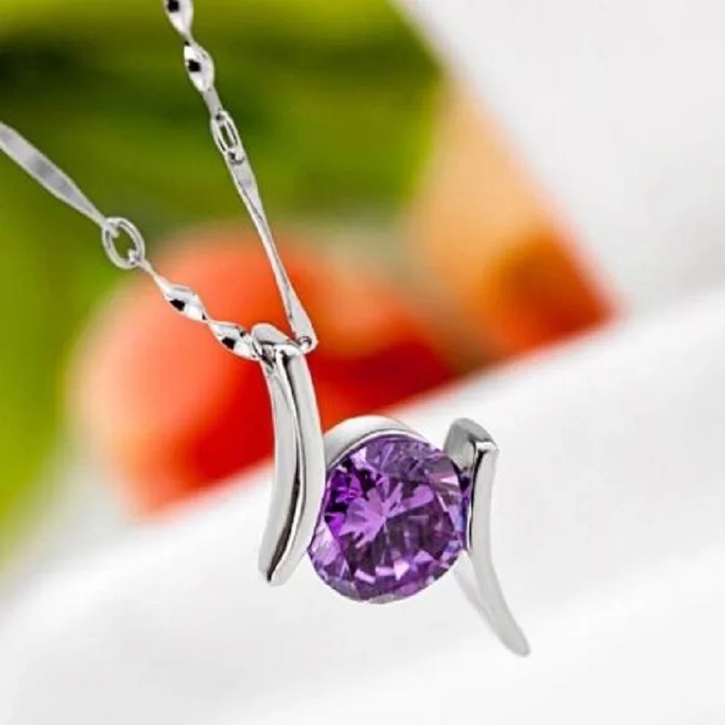 Элегантное ожерелье с кулоном из фианита круглое для женщин | Украшения и