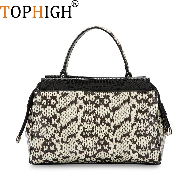 TOPHIGH роскошные сумки женские сумки дизайнерские женские кожаные змеиные сумки на плечо брендовые ручные сумки высокого качества женские повседневные сумки