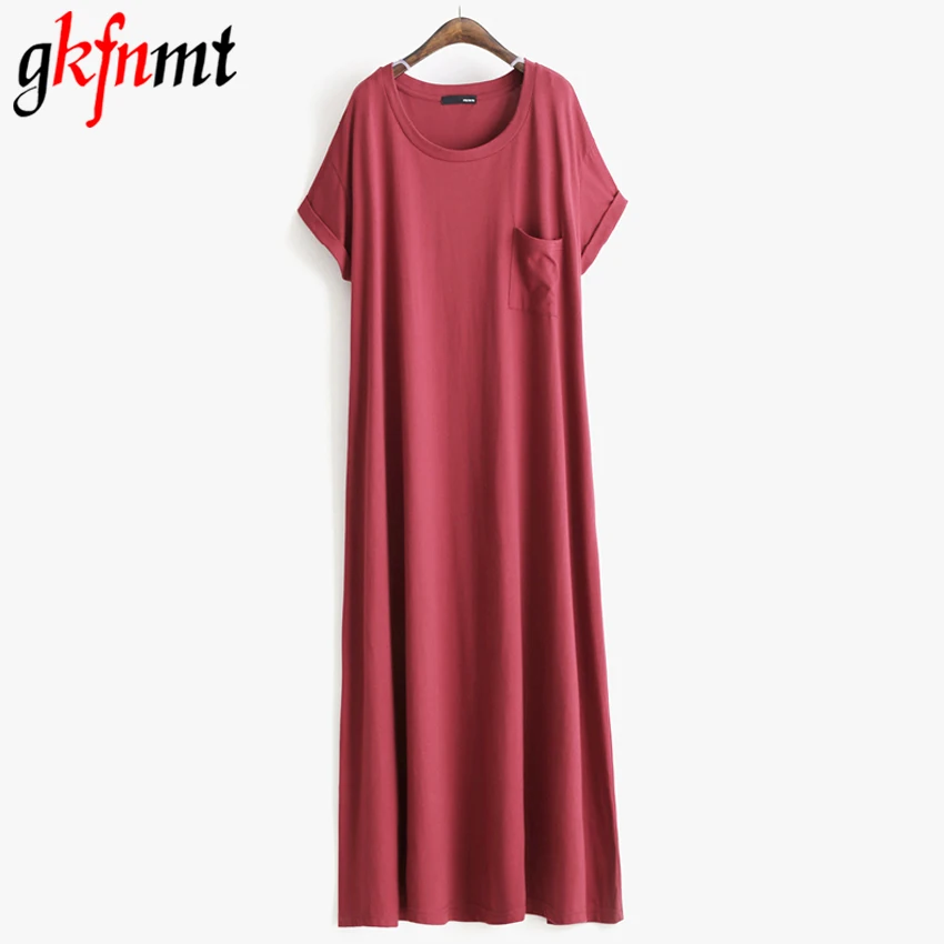 Женское платье с коротким рукавом Gkfnmt красное/черное Хлопковое большого размера