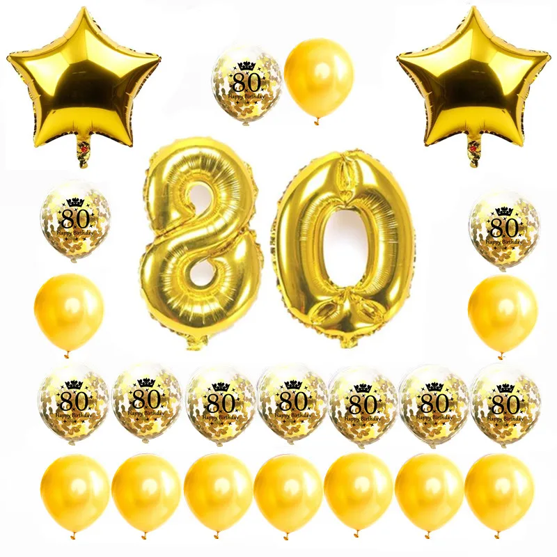 24pcs ZLJQ золото 18/21st/30/40/50/60th баннер «С Днем Рождения» латекс конфетти воздушные шары День рождения украшения товары для взрослых 8 - Цвет: 24pcs