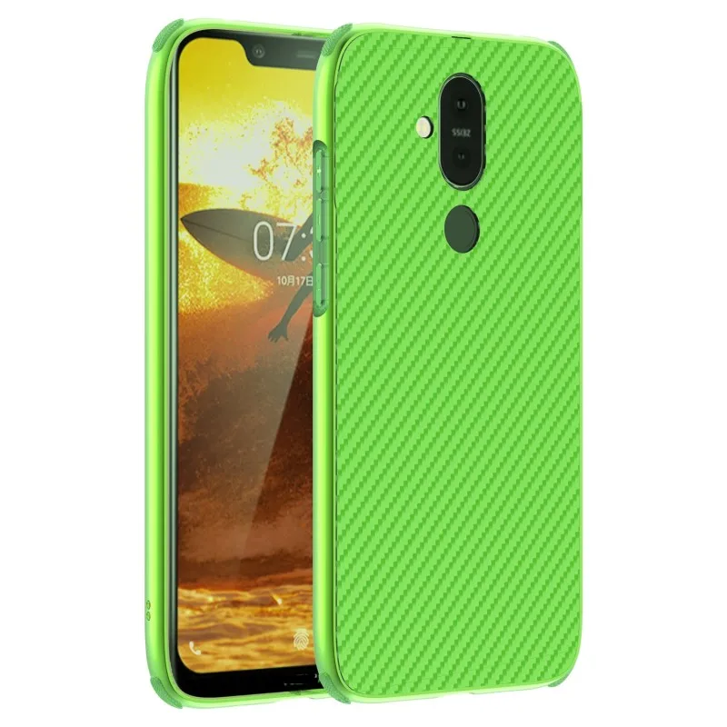 Зеленый Чехол для Nokia 8,1 7,1 6,1 5,1 Plus металлический алюминиевый бампер рамка чехол из углеродного волокна для Nokia X7 X6 X5 чехол - Цвет: Зеленый