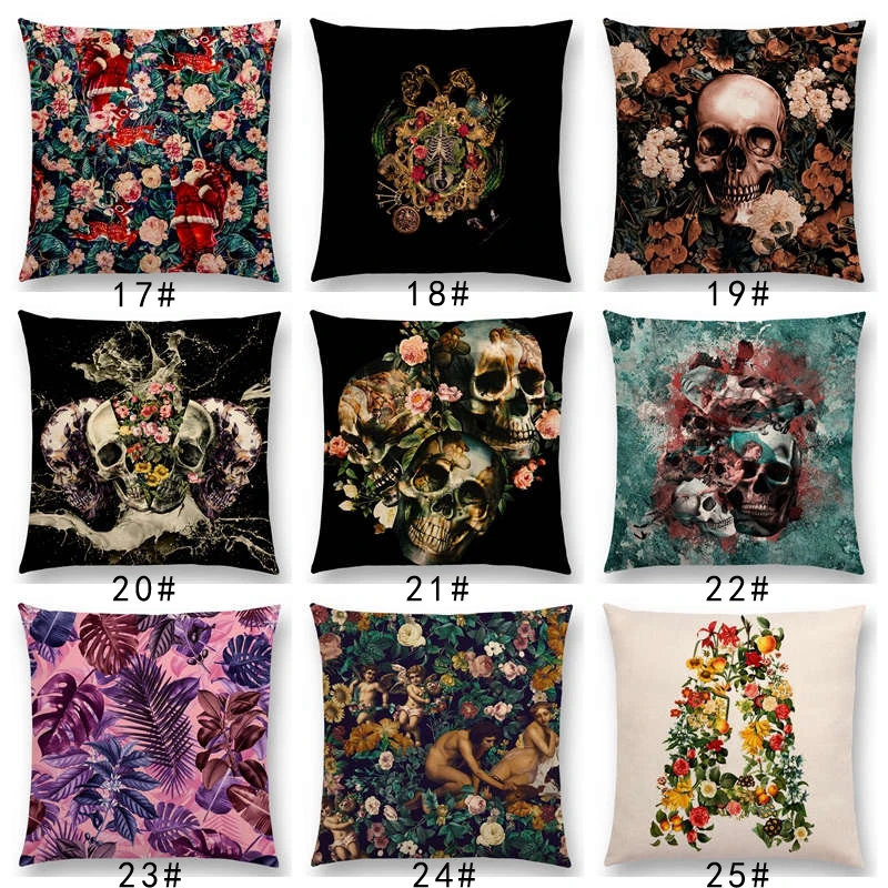 Новинка великолепный чехол для подушки с изображением прекрасного черепа цветов