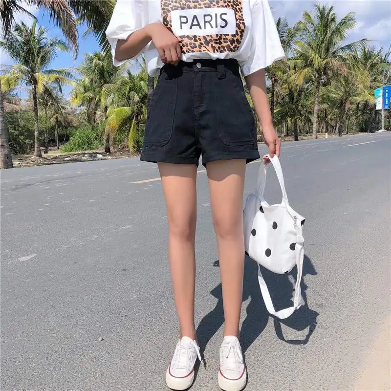 Новинка лета 2019 Свободные корейские шорты с высокой талией модные джинсы