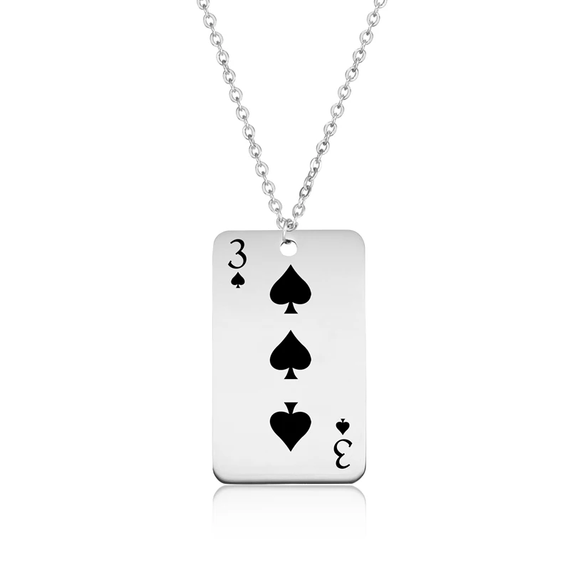 Spade игральные карты кулон ожерелье из нержавеющей стали на заказ Гравировка покер панк Спортивное ожерелье s женское мужское модное ювелирное изделие