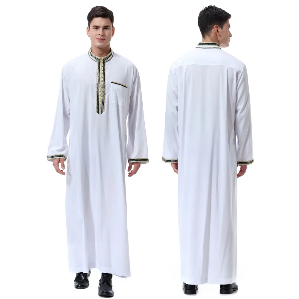 Модная мужская мусульманская одежда Jubba tobe для взрослых Дубай кафтан с