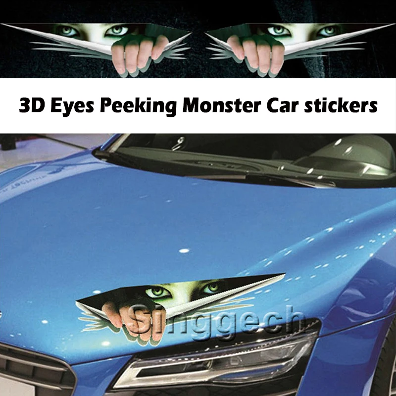 OVERE 1PC Car stickers 3D Eyes Peeking Monster Styling For Seat Leon Ibiza Renault Duster Megane 2 Logan Captur Clio Mazda 3 6 | Автомобили