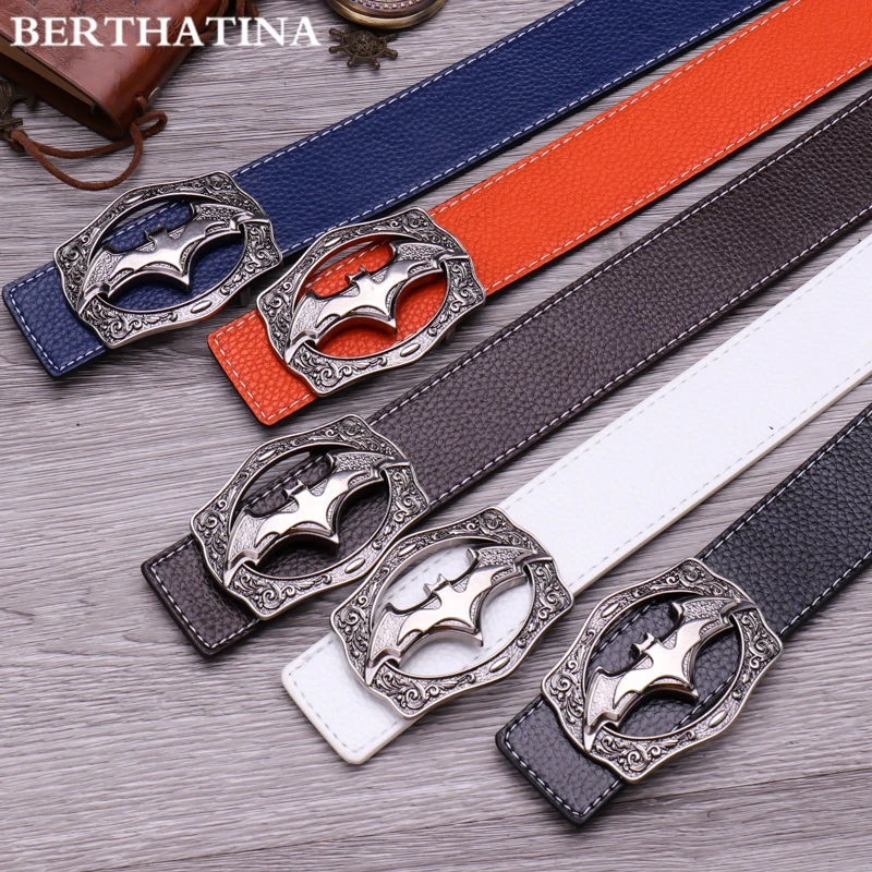 BERTHATINA, дизайн, мужской кожаный ремень, Повседневный, модный, сплав, Бэтмен, логотип, гладкая Пряжка, хит, роскошный бренд, пояс для мужчин