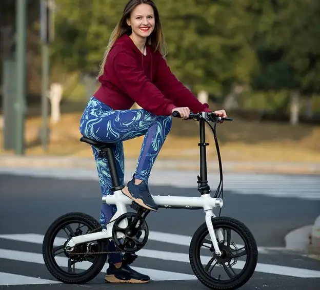 Белый Складной электровелосипед мини 16 дюймов алюминиевый alloybike Передняя и задняя двойная лампа ebike езда путешествия - Цвет: Белый