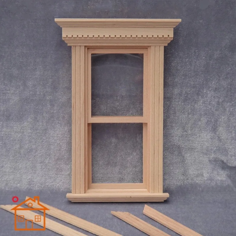 Мини-окно с рамкой и пластиковым стеклом для кукольного домика 1:12 | Игрушки хобби