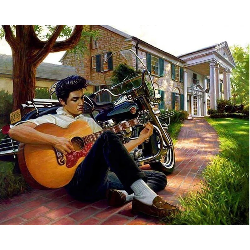 Алмазная вышивка Скрипка мальчик картина крестиком полный квадратный горный