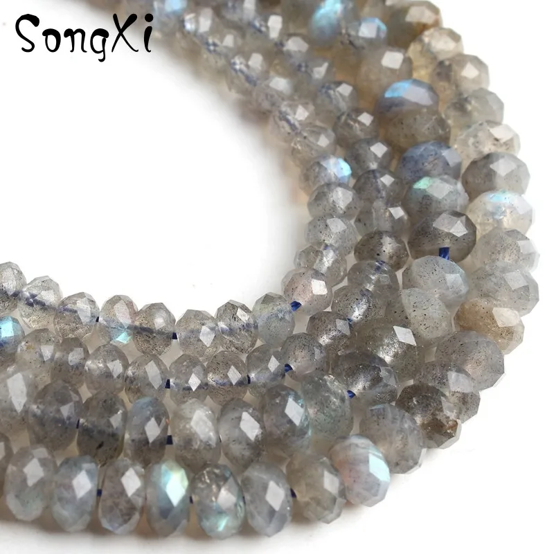 Граненые граненые шарики из лабрадора Rondelle для самостоятельного изготовления