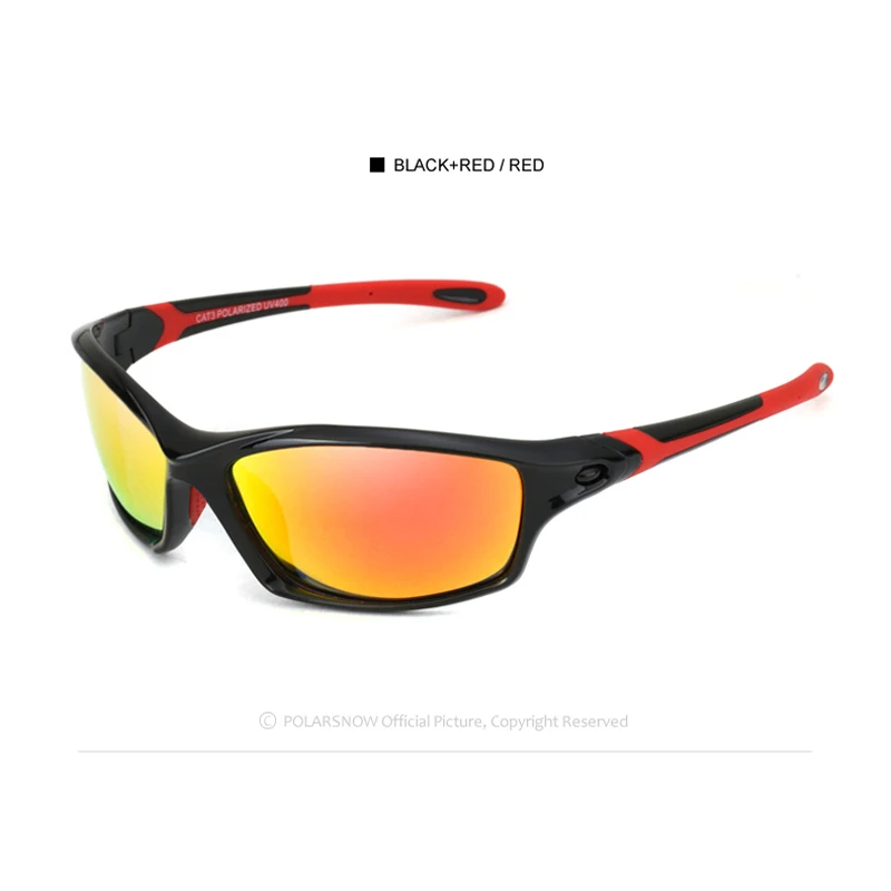Black Red l Red POLARSNOW Одежда высшего качества Поляризованные спортивные солнцезащитные очки для Для мужчин TR90+ резиновые мужские UV400 очки, подходят для вождения, солнцезащитные очки Винтаж Oculos P8633 - Цвет линз: Black Red l Red