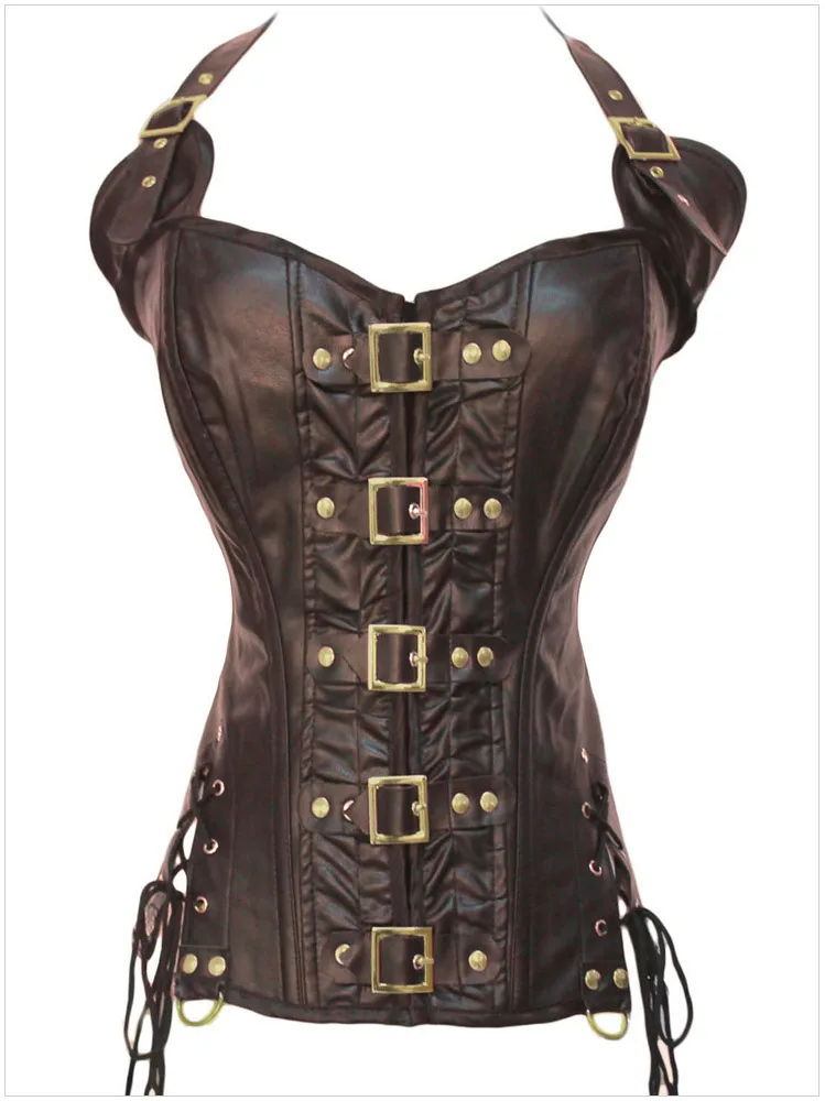 Sexy Lingerie Black PVC Faux Leather Lace Up Basque corset Club Wear S641 S--2XL | Женская одежда