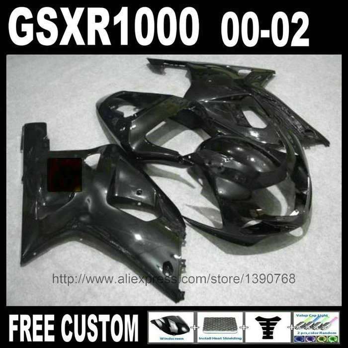 Обтекатели мотоцикла для SUZUKI GSXR1000 2000 2001 2002 все черные на заказ обтекатель