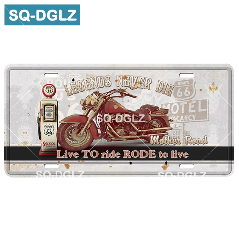 [SQ-DGLZ] США мотоцикл номерной знак бар Настенный декор ROUTE 66 оловянный знак винтажный металлический знак домашний декор живопись таблички плакат - Цвет: 0448