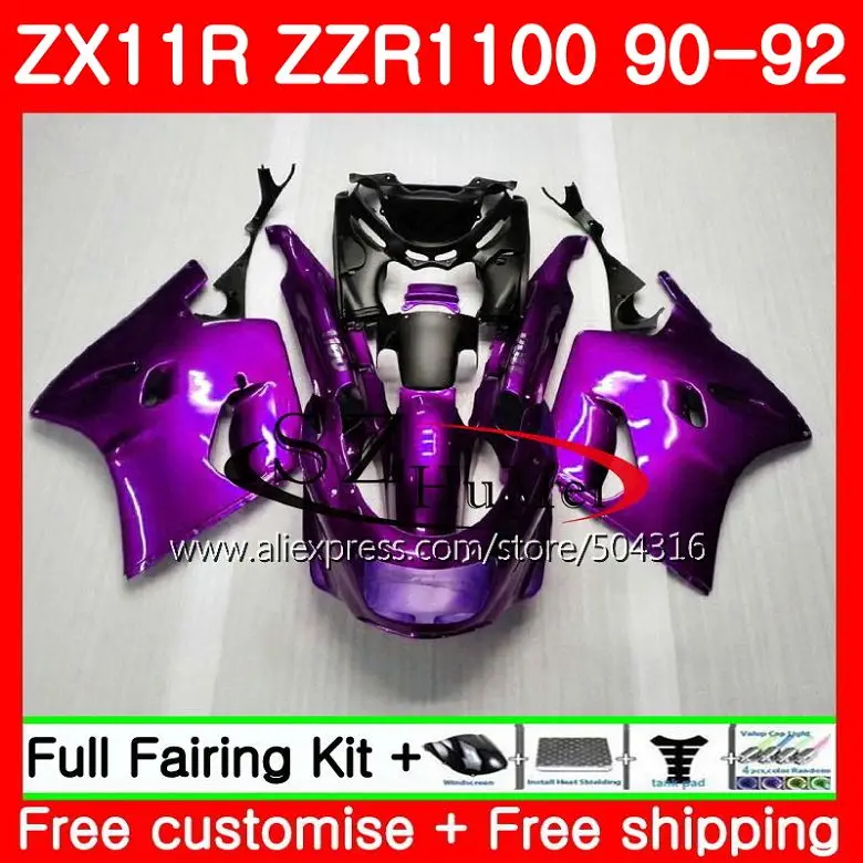 

Body For KAWASAKI NINJA ZZR1100 ZX 11R ZX-11R ZZR 1100 5SH18 ZX11 ZX11R 90 91 92 ZX 11R 1990 1991 1992 Fairings Glossy purple