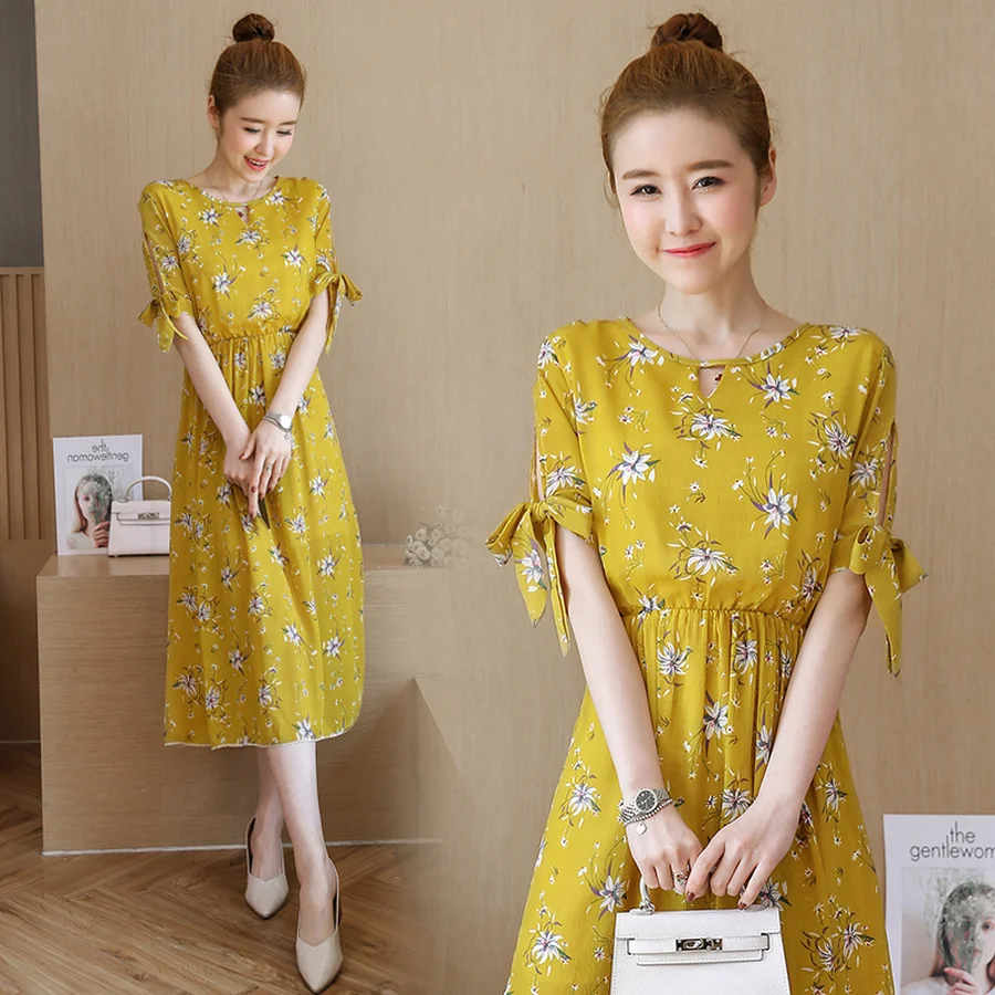 2019 новый корейский Винтаж сарафан Boho Лето Плюс Размеры цветочный шифоновое