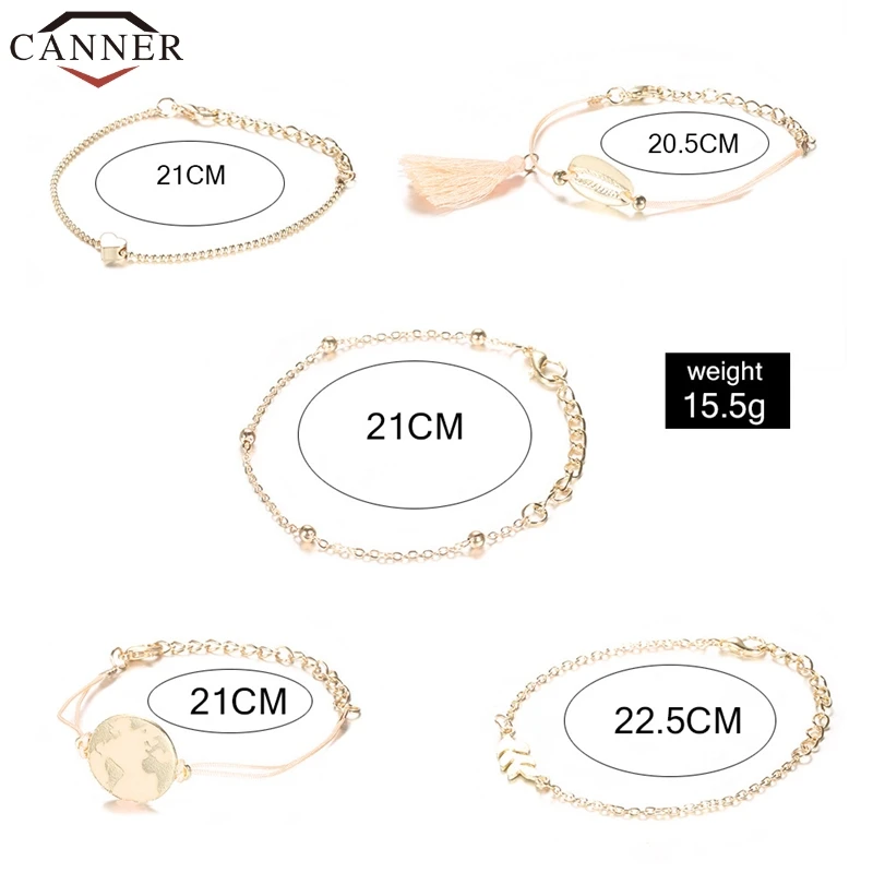 CANNER богемные бусы сердце оболочки браслеты Набор для женщин Бохо с кисточкой