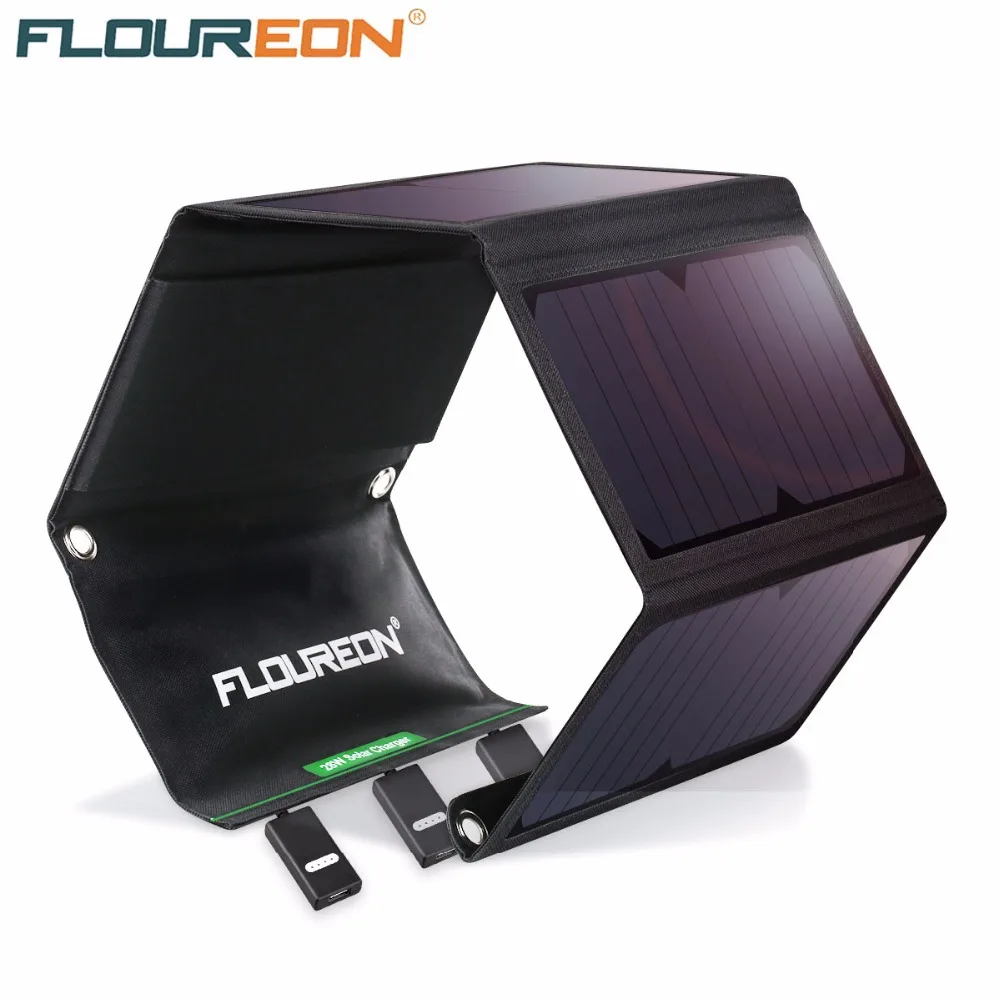 FLOUREON солнечное зарядное устройство 28 Вт солнечная панель с тройными usb-портами водонепроницаемый складной для смартфонов планшетов и кемпинга путешествий