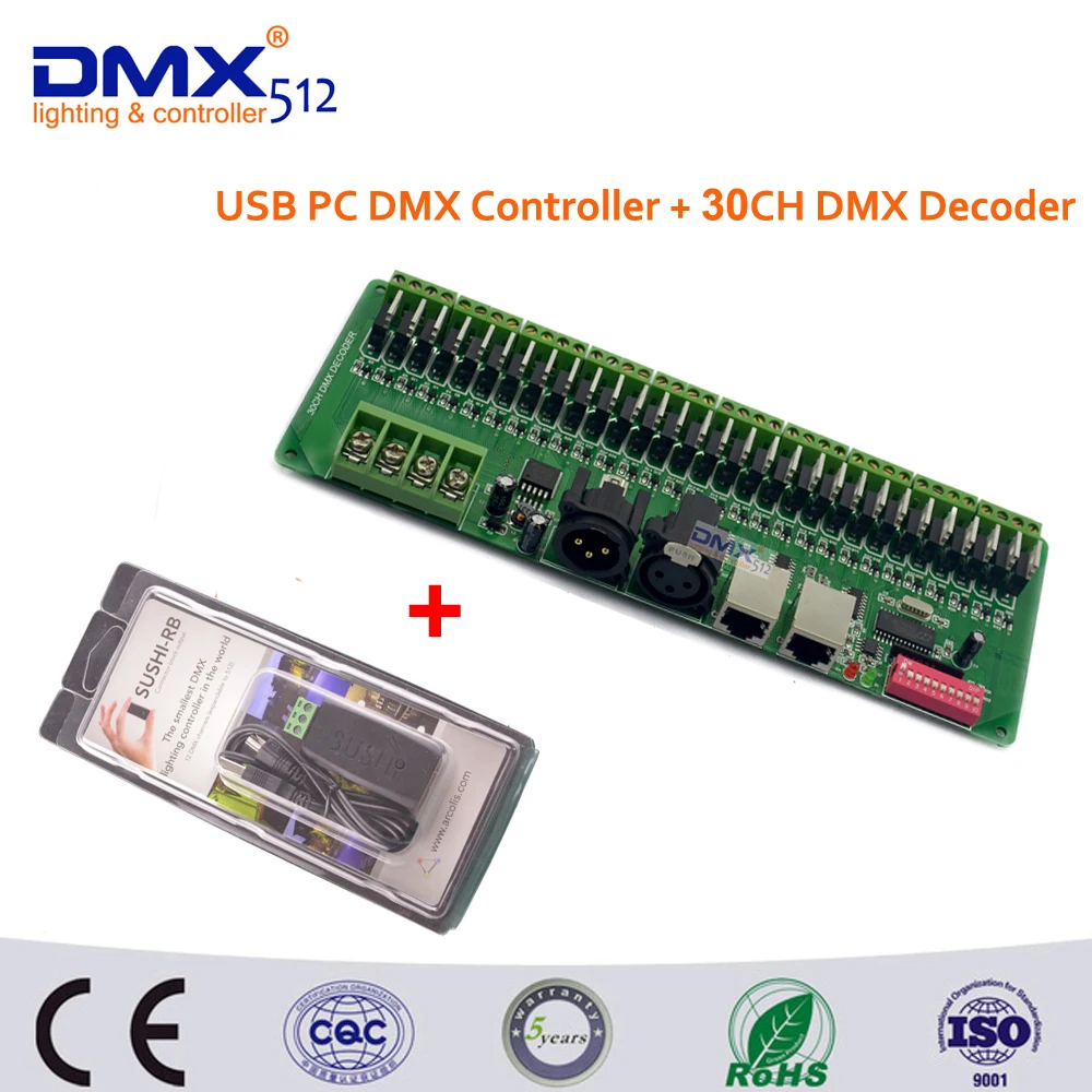 Бесплатная доставка USB DMX512 контроллер диммер и 30 каналов легко DMX rgb светодиодные