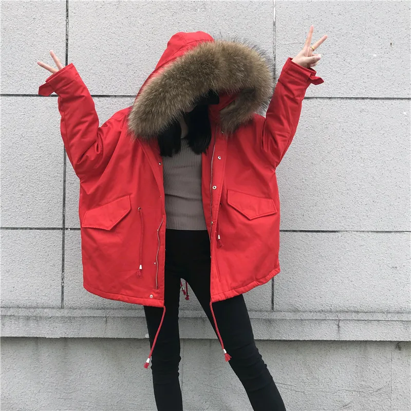 Женское пальто с натуральным мехом большой пуховик на зиму 2018 модная Толстая