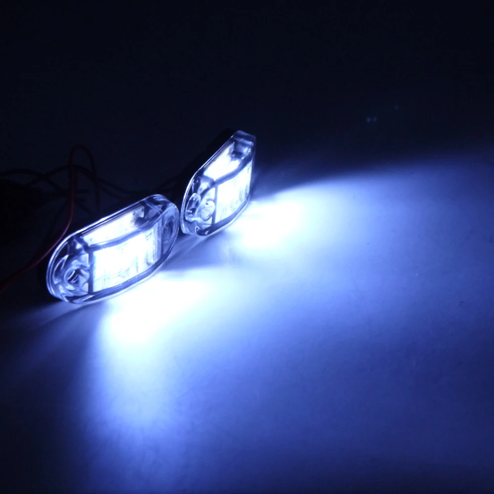 Eonstime 2 шт. 2LED Боковой габаритный фонарь светильник габаритный фонарь 12V 24V e-помечено автомобильный прицеп рабочими электрическими схемами E11 Водонепроницаемый IP68 цвета-красный, желтый, белый - Испускаемый цвет: WHITE