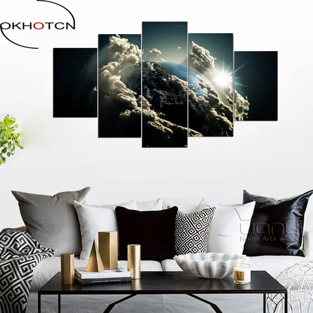Художественный дизайн OKHOTCN Clound Planets Universe 5 шт. Картина на холсте декор для стен