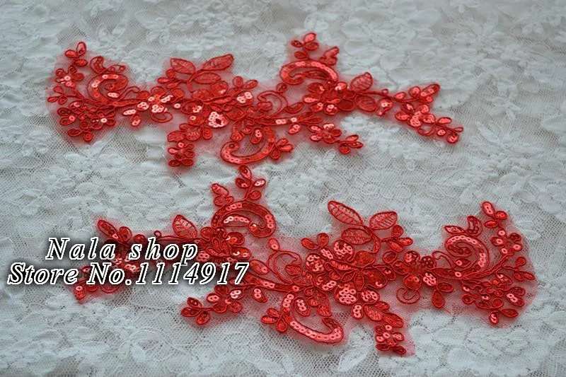 Белый/черный/красный свадебное платье аппликация DIY невесты аксессуары для волос кружево ткань патч 6 пар/12 шт./лот - Цвет: Red
