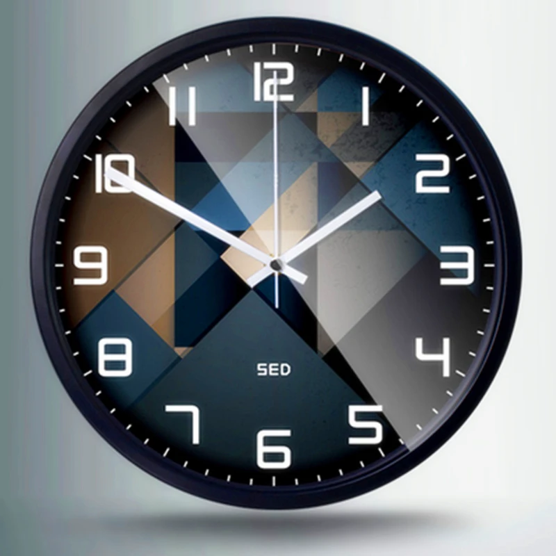 Модные металлические настенные часы для дома 12 дюймов круглые с абстрактным