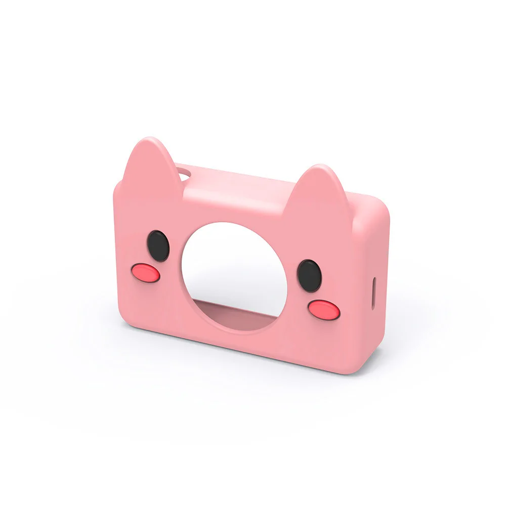 Pink Pig Cover 8MP HD camaras fotograficas digitales мини Детская мультяшная Цифровая видеокамера защитный чехол 2," ЖК-экран подарки игрушки для детей - Цвет: Pink Pig Cover
