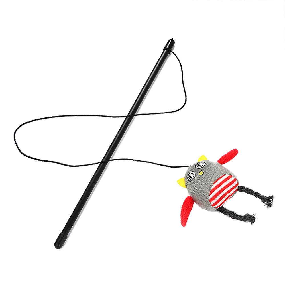 CatToy Funny Stuff Chaser Stick Cute Cartoon Rabbit Bird Monkey Interactive Play Pet Toy Brinquedo Gato hot sale