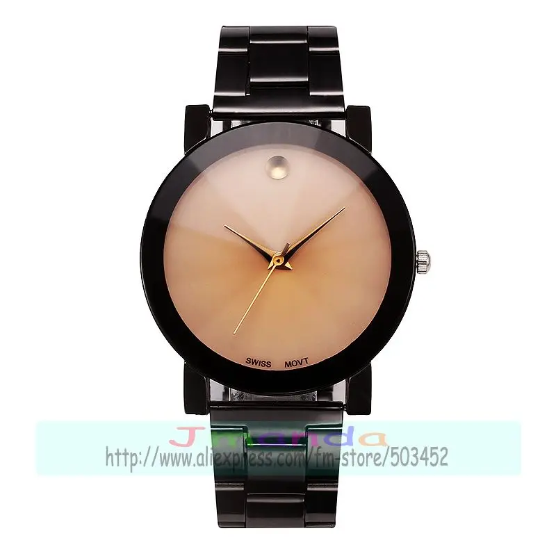 100 шт./лот 8234 новый черный стальной пояс чайный Цвет Циферблат сплав часы