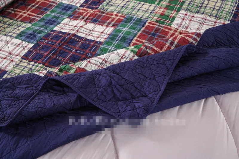 Free shipping British lattice plaid плед style 3pcs patchwork quilt full/queen size aircondition bed cover/bedspread bubu | Дом и сад