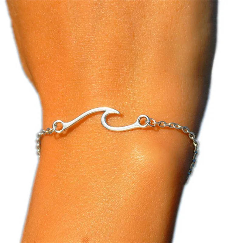 

12 шт./лот волнистый браслет серебряные океанские волны шарм браслеты для женщин браслет лучший друг Серфер волны Серфер ювелирные изделия