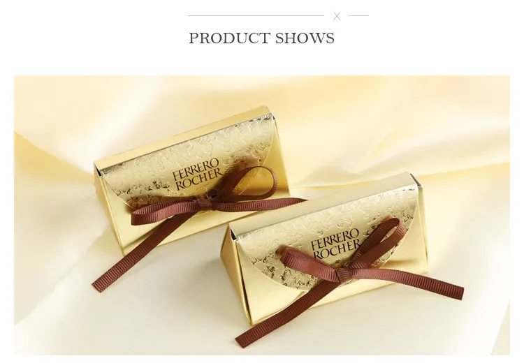 100 шт. Mariage et Cadeaux Baby Shower Papier de boite sucrerie Pour Ferrero Rocher Chocolat БОТЭ avec Рубан doux