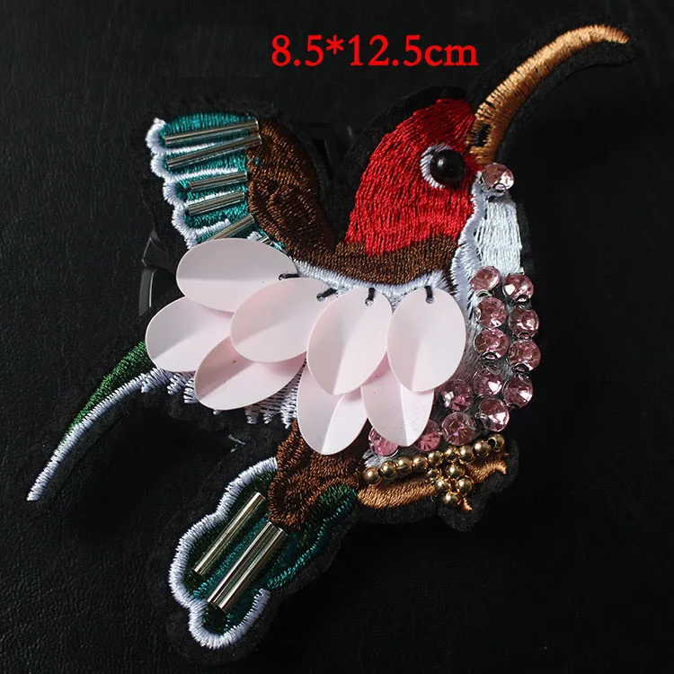 

1pc 3D Handmade rhinestone beaded Patches for clothing bird DIY sew on parches animals Embroidery flowers applique for clothes