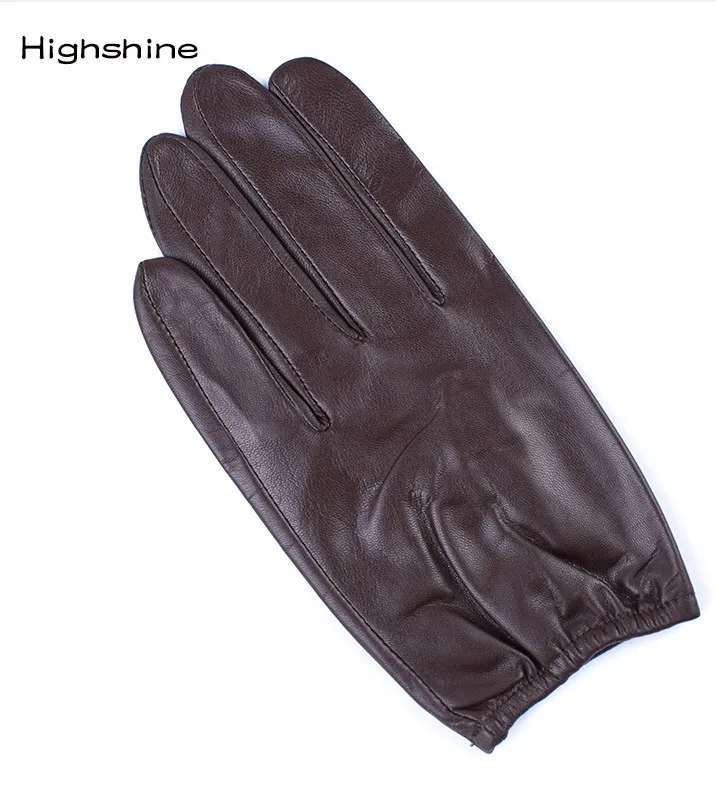 Темно-коричневый HIGHSHINE Prime, классические мужские перчатки для полиции, облегающие, тактические, нарядные перчатки, водительские перчатки из натуральной кожи наппа для вождения - Цвет: Темно-коричневый