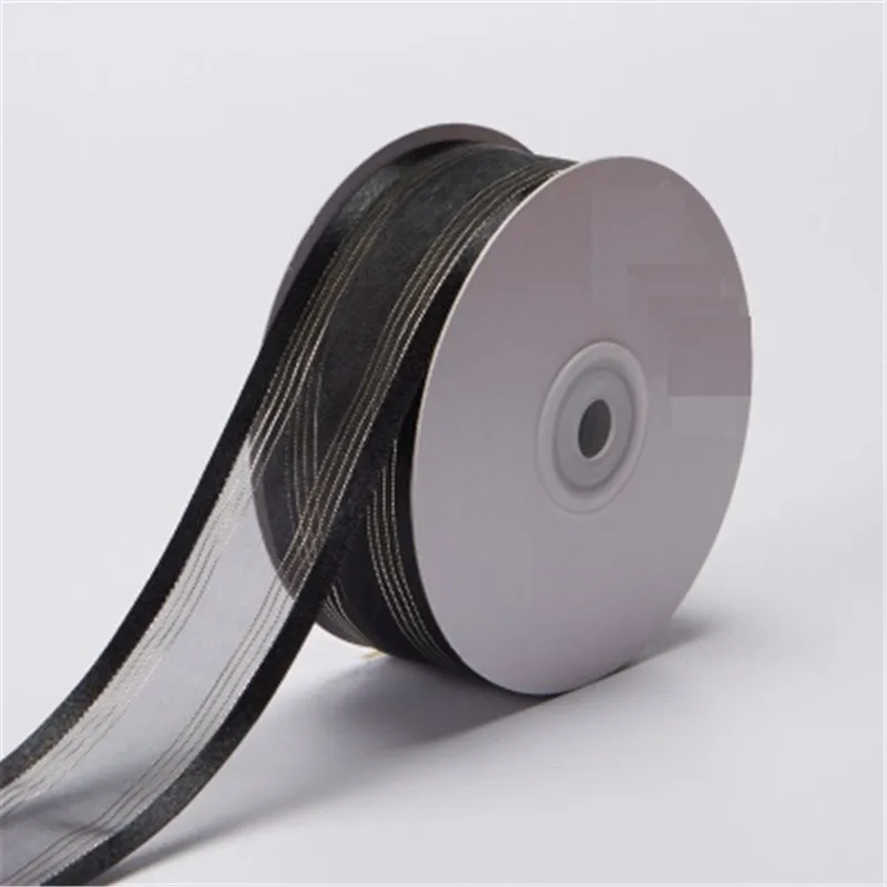 

20yards/lot 38mm Satin Edge Stripes Organza Sheer Ribbon for Party Wedding Decoration Flowers Gifts Wrapping