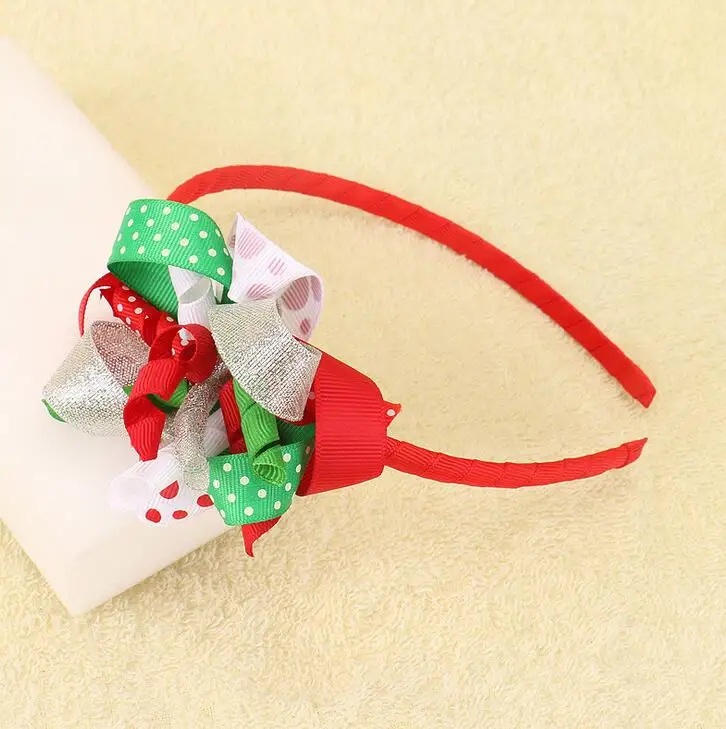 

100pcs DHL Free shipping Christmas Red White Green KORKER HAIR BOW HEADBAND